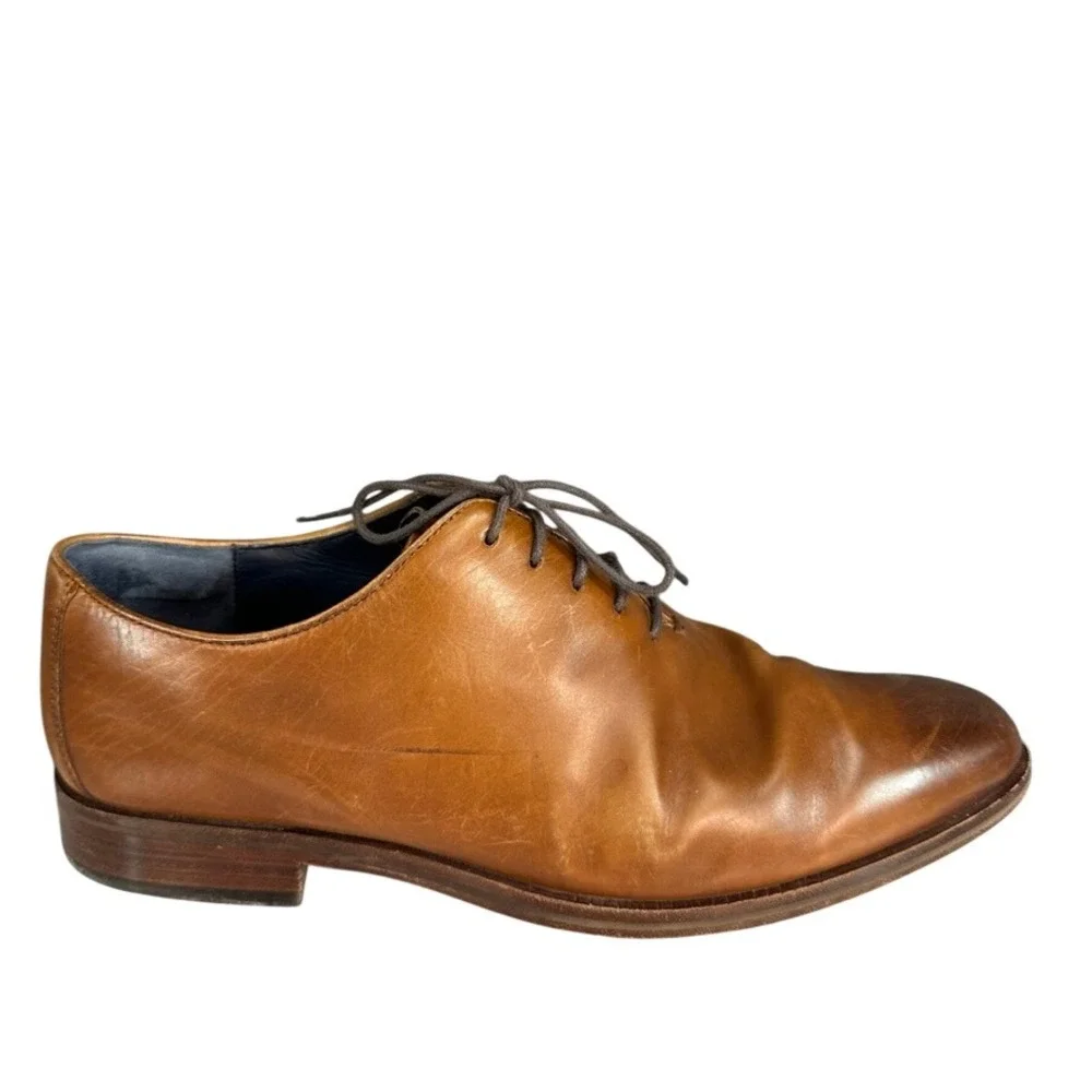 Cole Haan Grand.OS Mens British Tan Leather Plain Toe Oxford Dress Shoes C23753